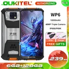 Смартфон OUKITEL WP6 защищенный, 6 ГБ + 128 Гб, IP68, 10000 мА  ч, экран 6,3 дюйма FHD +, тройная камера 48 МП, Восьмиядерный процессор, мобильный телефон