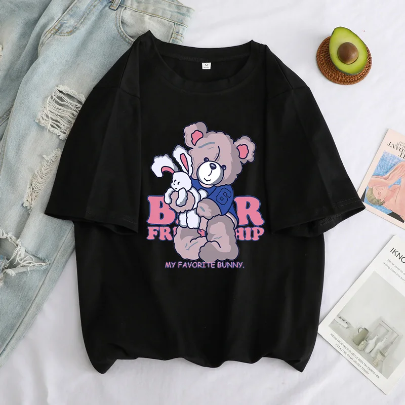 

Japanese Style Anime Tees Fashion Summer Tops Kawaii Harajuku Oversize Casual Vintage Bear Cartoon Gothic Punk Women's T-shirts