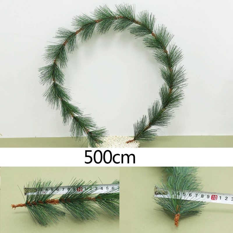 

Aqumotic DIY Wreath Green Fake Christmas Rattan Grass Strips Garland Artificial Long Pine Needles Leaves Rope