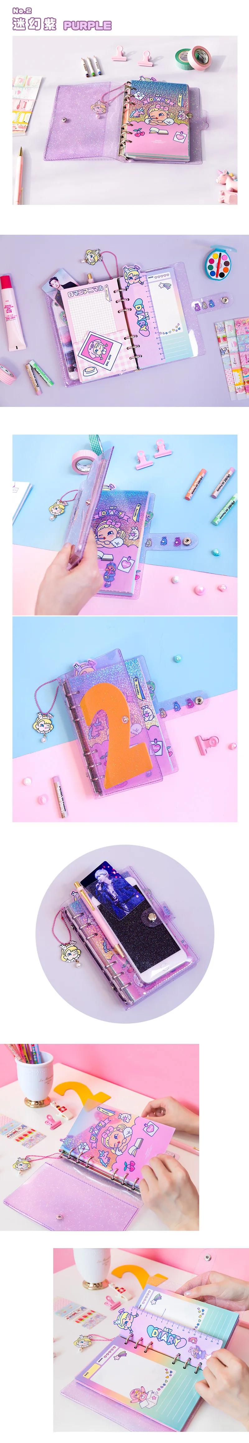 Kawaii A6 связующий дневник блокнот и пули журналов корейское спиральное кольцо ежедневник прозрачный DIY Еженедельный блокнот