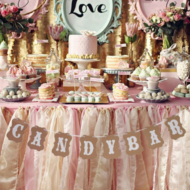 Новый моноблок гирлянды Винтаж свадебный Декор знак Baby Shower День рождения стол