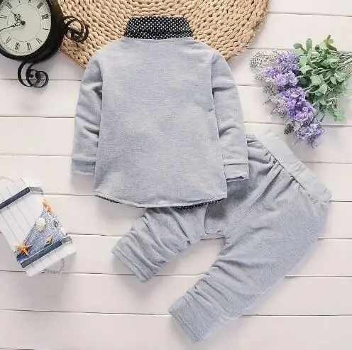 

Children Clothing Sets Autumn Baby Boy Clothes Suits Bowknot Shirt Trousers Infant Casual Kids Clothes Suits