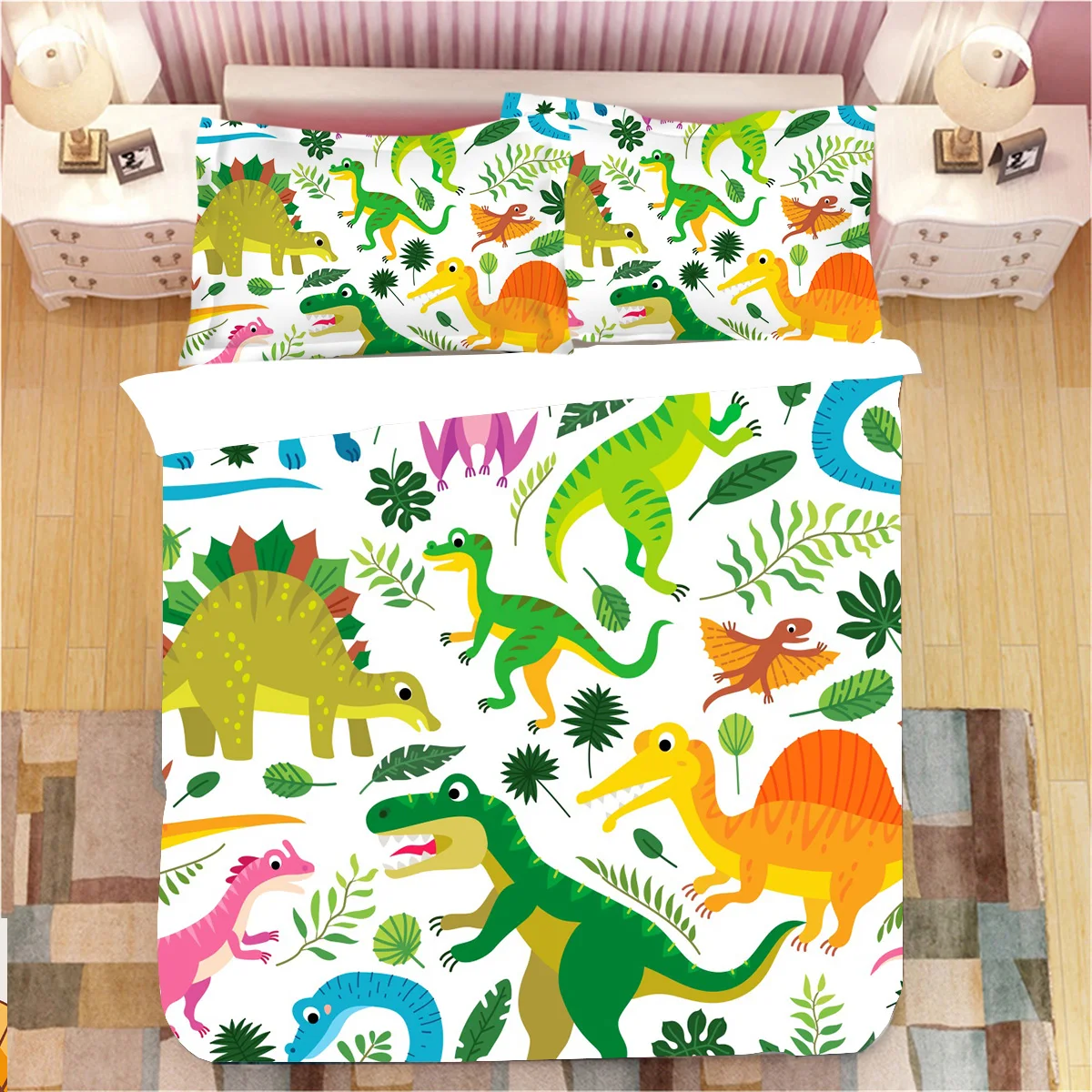 

Динозавром из мультфильма Стиль Животные Стёганое одеяло ed Стёганое одеяло из флиса 3D печатных 3 шт. Постельное белье для детская наволочка ...