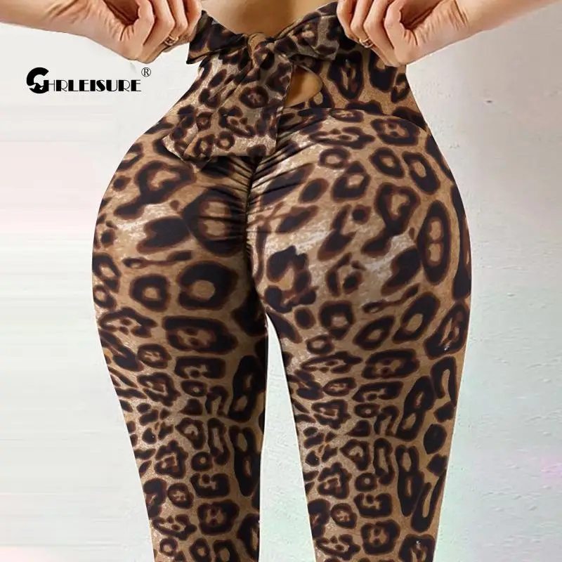 CHRLEISURE штаны для йоги с бантиком и принтом элегантные сексуальные женские