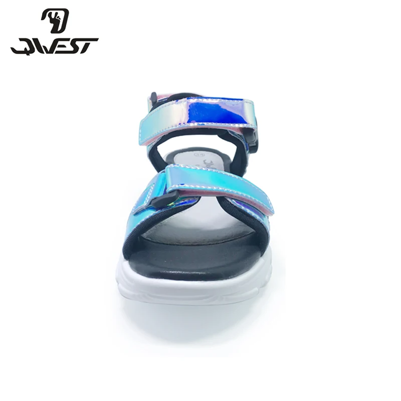 Брендовые Летние повседневные сандалии с вырезами на липучке кожаные стельки