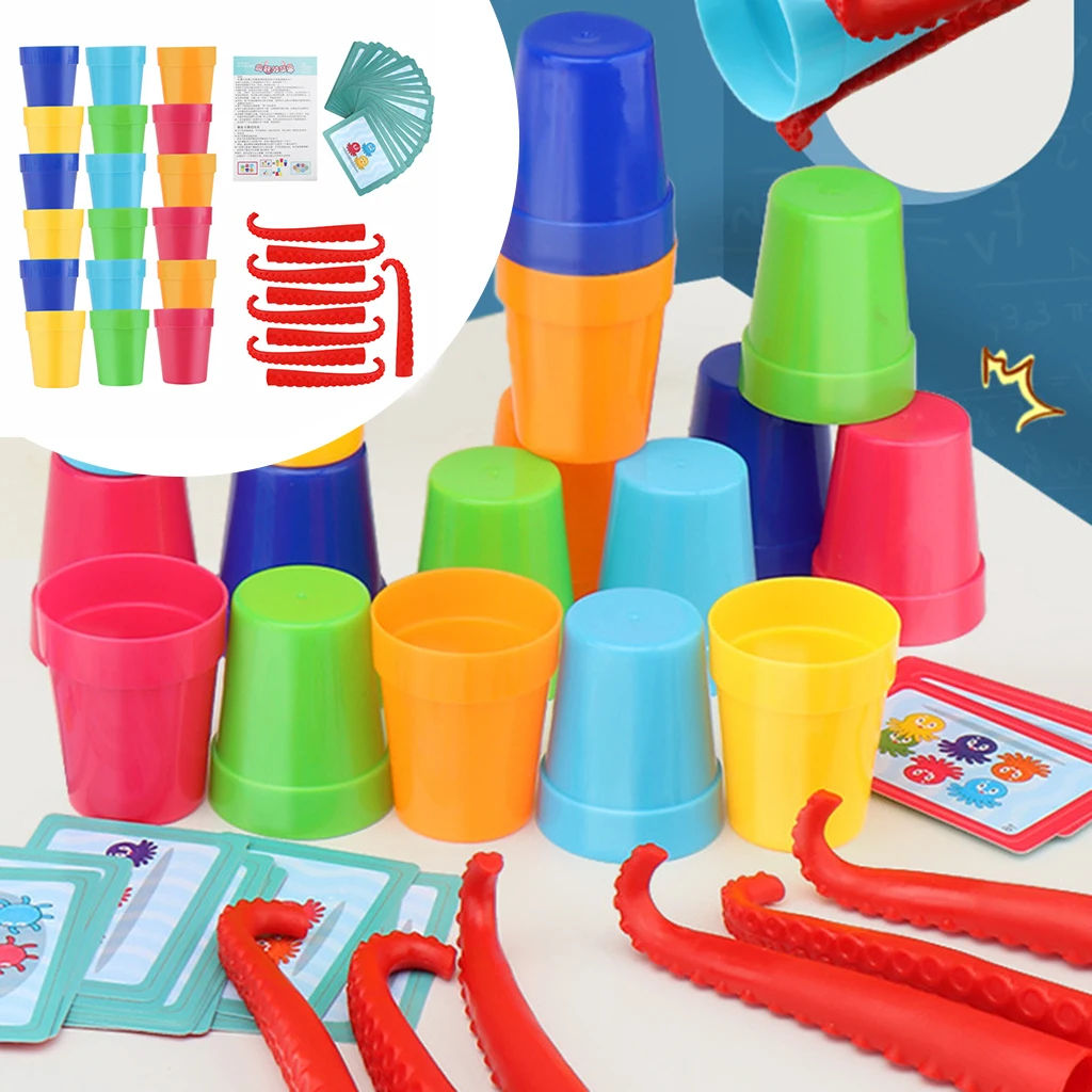 

Kids Racing Stack Cups Toys Board Game Parent-Child Interactive Game with Cards Intellectual Stackable Nesting Toy Gifts Age 3+