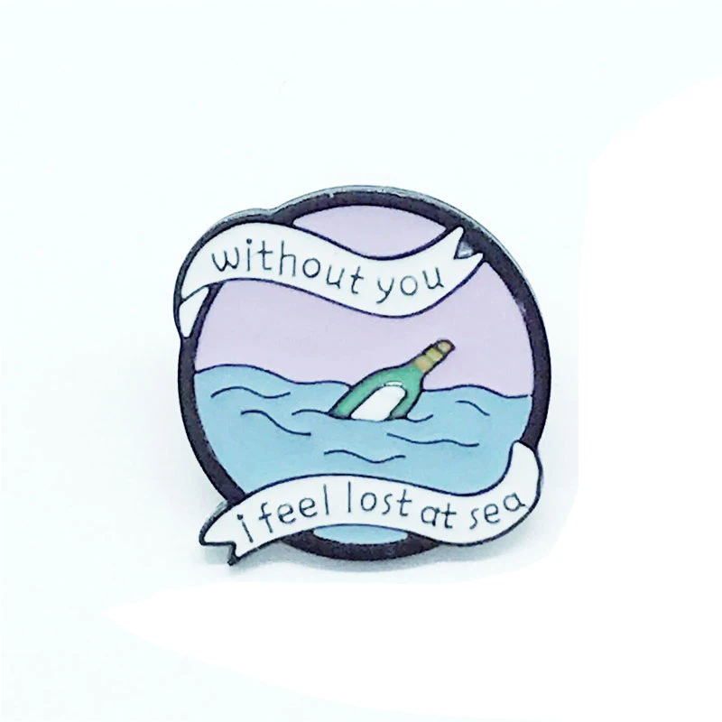 Креативный без вас я потерял в море Эмаль Булавка Сумерки до рассвета брошь