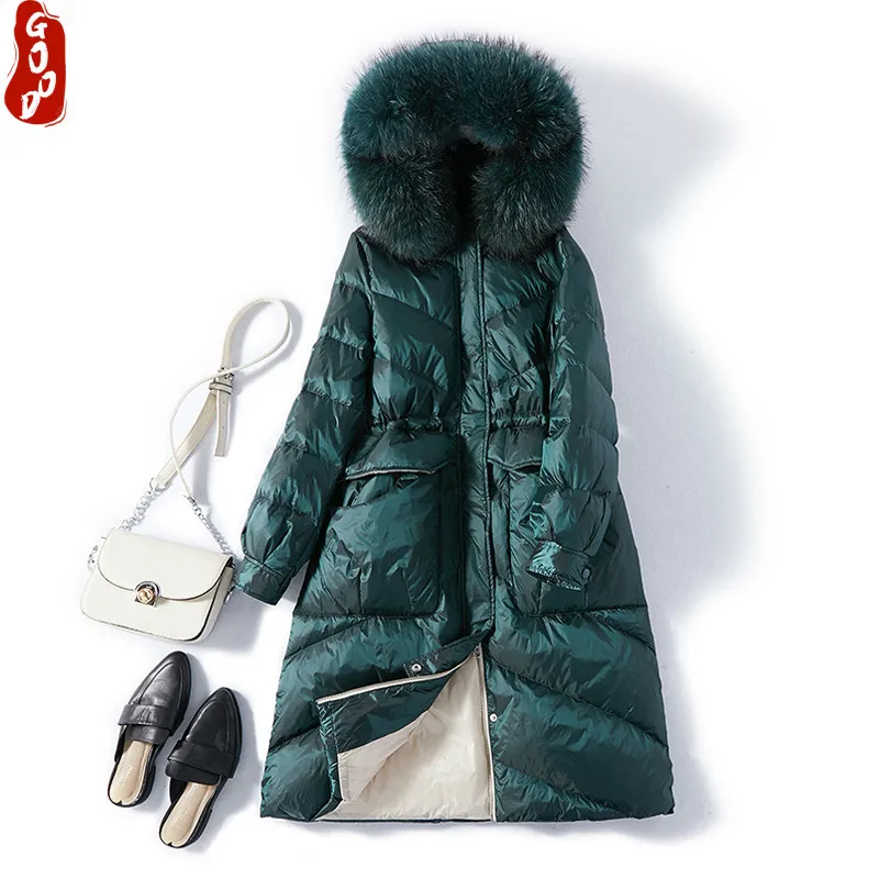 

Winter Coat Female Brand 90% White Goose Down Jacket Women Clothes 2021 Korean Real Raccoon Fur Hooded Down Parkas 90126