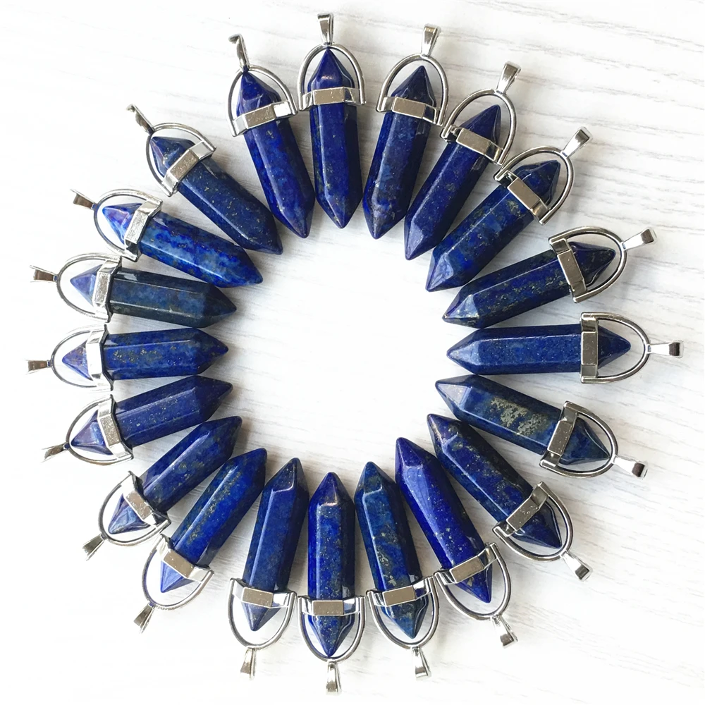 Натуральный камень Лазурит с украшением в виде кристаллов основа подвески и