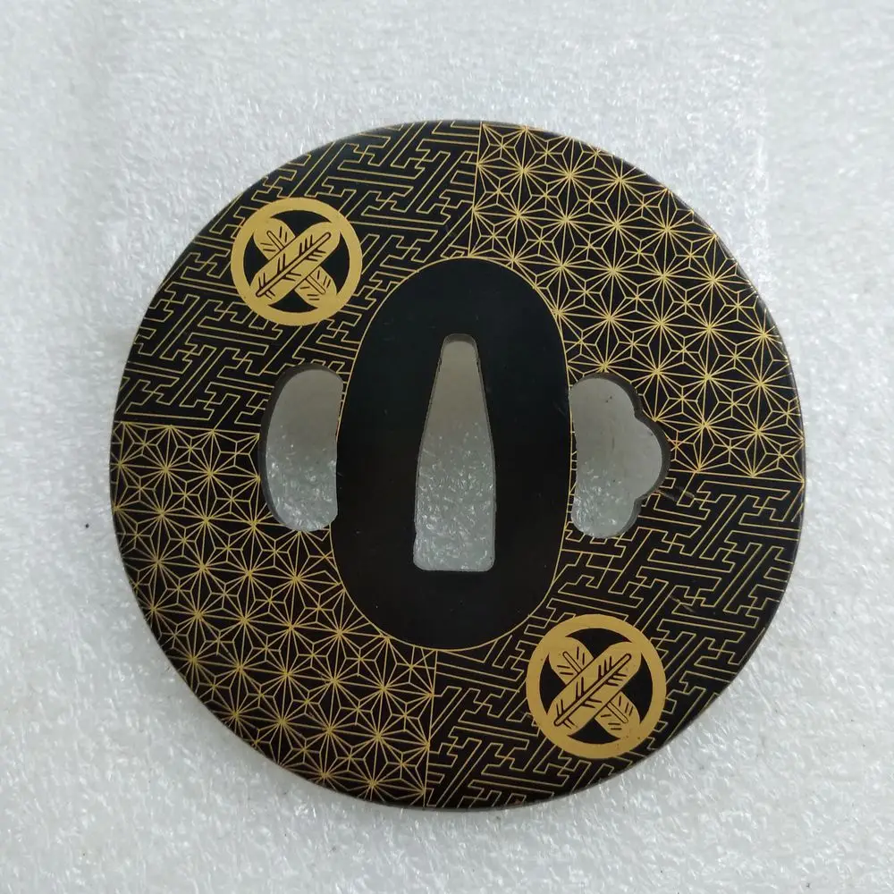 Редкий круглый меч фитинг Tsuba железный аксессуар Золотая Вена для лезвия из