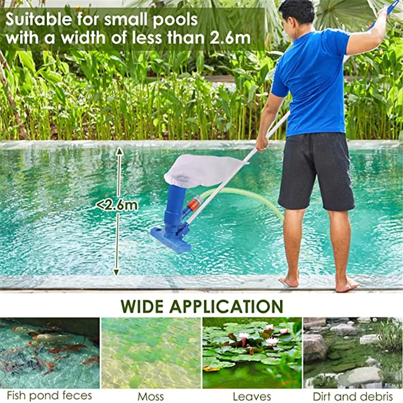 

Pool Vacuum Cleaner with Brush Portable Mini Vacuum Cleaner Pool Cleaning Accessories with 5 Section Pole Cleaning Tools WWO66