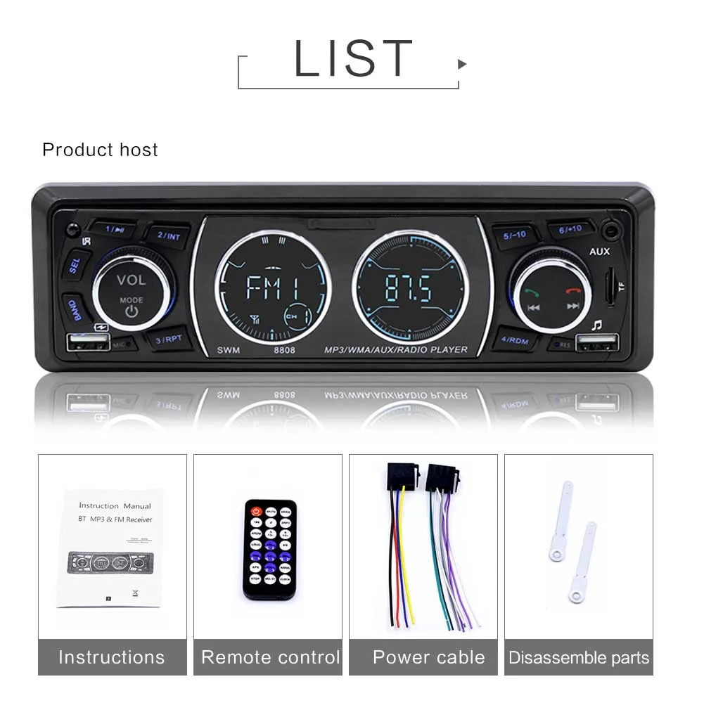 mp3 Радио 1 Din Oto Teypleri, Автомобильный MP3-плеер, Авторадио, Bluetooth, fm-радио, автомобильное аудио, телефон, зарядка, стерео, AUX, авто радио, USB, TF - Цвет: mp3