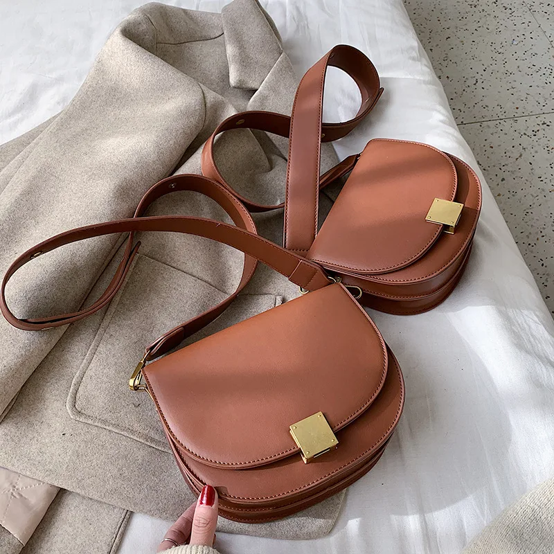 Женская сумка седло из ПУ кожи на широком ремешке|Сумки с ручками| |