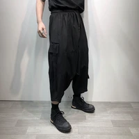 mens new classic dark fashion multi pocket loose loose simple hanging crotch casual loose loose large size haren pants