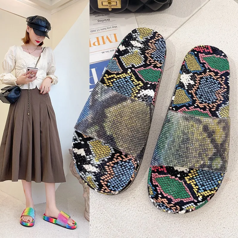 

Summer Women's Slippers Color Matching Uppers Fashion Open-toe Trend Flat Bottom Casual Wear All-match Women's Slippers 2021