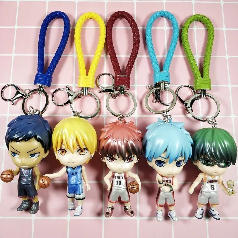

3D PVC Keychain Anime Kuroko's Basketball Figure Model Toys Bag Pendant Aomine Taiga Kagami Removable Head Doll Key Finder Gifts