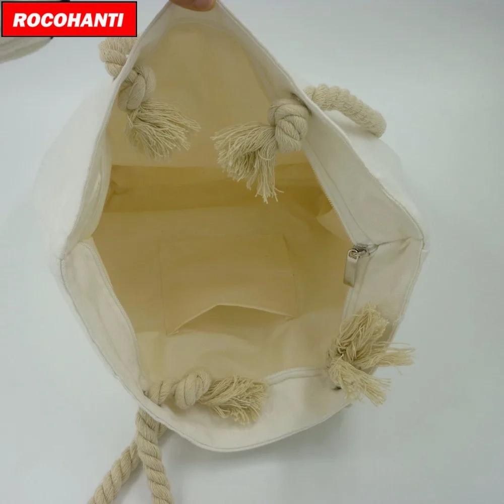 10x пустой натуральный хлопок холст сумки с застежкой-молнией веревочной ручкой для продуктовых покупок, пляжа, индивидуальный логотип печати
