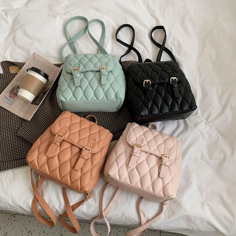 Fashion Candy Color Small Backpack Luxury Mini Women Designer Leather Teen Girls Backpacks Travel Cute Purses Mochila | Багаж и сумки