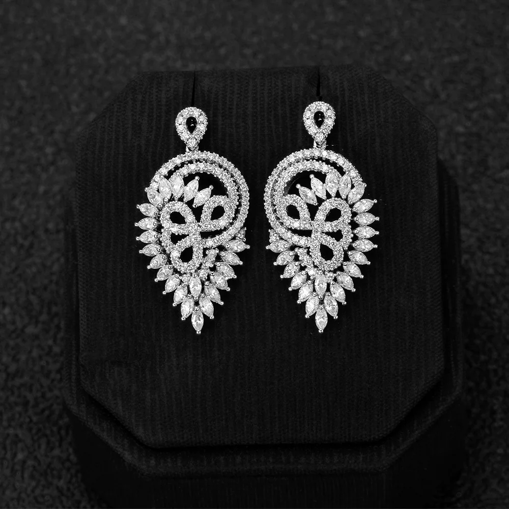 

New Arrival Luxury Middle East CZ Jewelry Sets Cubic Zircon Elegant Shape Wedding Party Earrings Necklace Jewelry Set