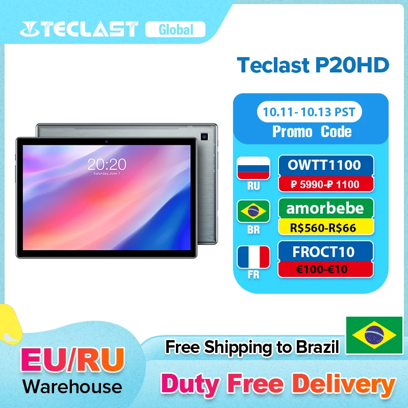 Teclast P20HD 10 1-дюймовый планшет с восьмиядерным процессором ОЗУ 4 Гб ПЗУ 64 ГБ Android |