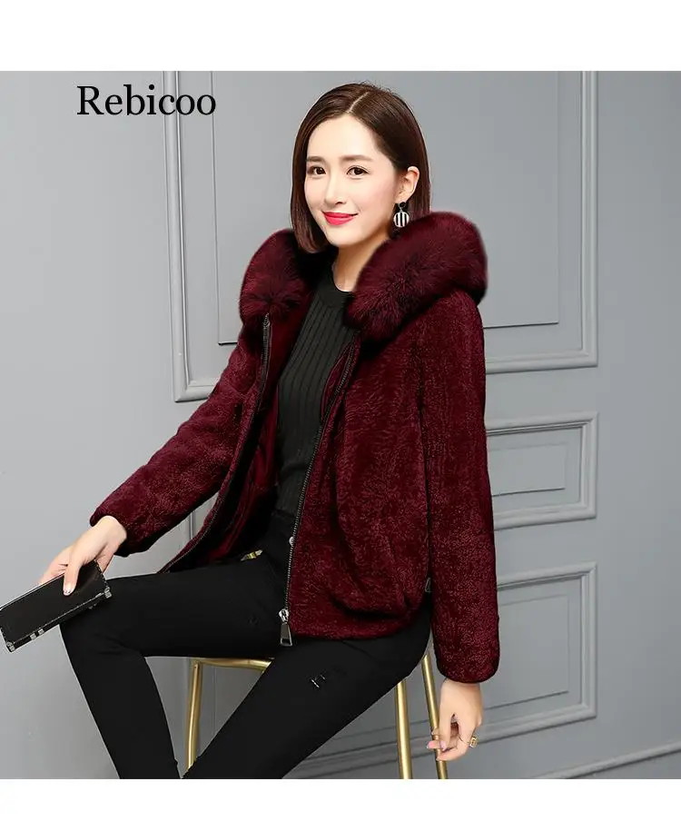 Женская кожаная куртка пальто из искусственного меха зимняя новая лисьего с