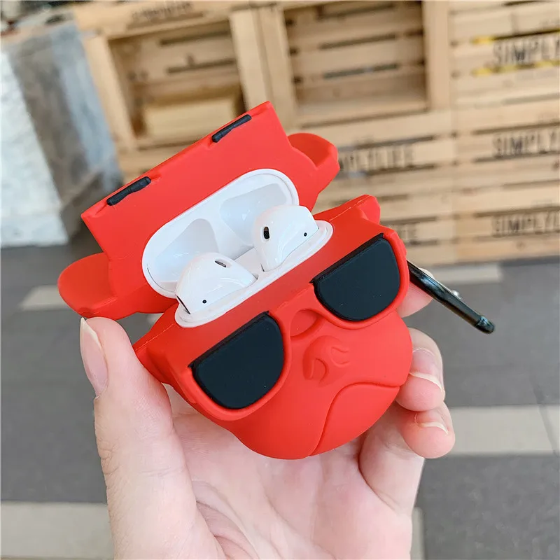 Чехол с забавным бульдогом для Apple AIirpods 3D силиконовый чехол наушников мультяшный