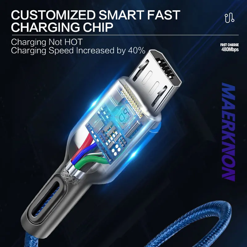 3a nylon micro usb cable fast charging wire for samsung s7 s6 xiaomi data cable mobile phone fast usb charger cable android cord free global shipping