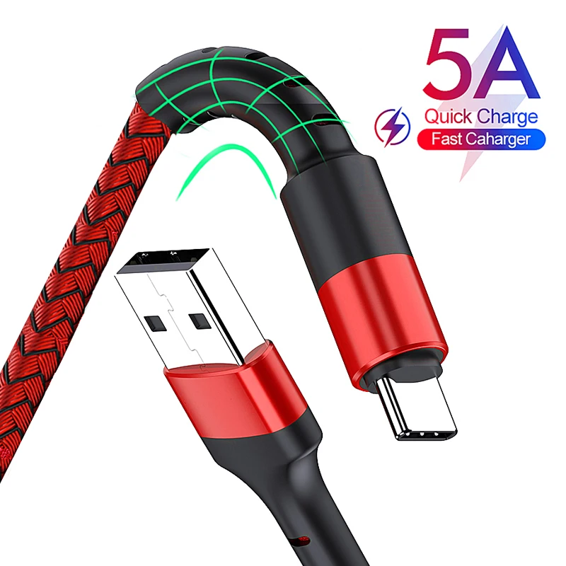 

Fast Charge Cable 5A USB Type C Cable For Huawei Xiaomi Redmi Phone Charging QC 3.0 Type-C Phone USB C Cable For Samsung Date