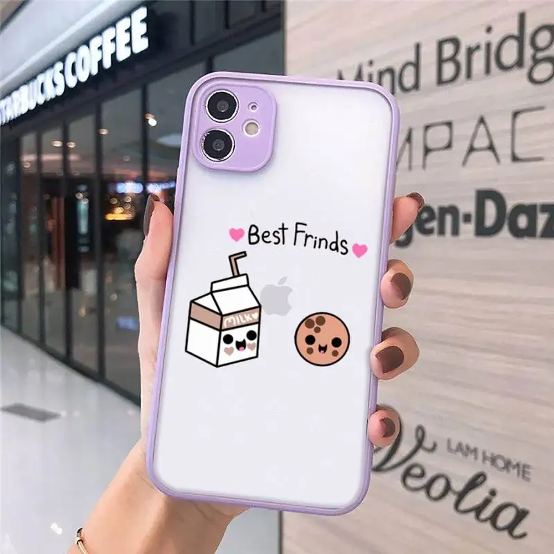 

Cute Milk Biscuits BFF Best Friends Phone Case Matte Transparent for iPhone 7 8 11 12 s mini pro X XS XR MAX Plus cover funda