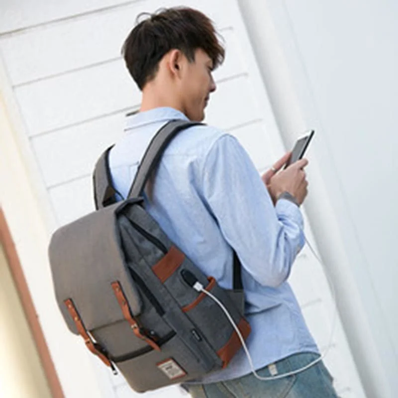 Холщовые рюкзаки с Usb-зарядкой для женщин повседневные школьные ранцы