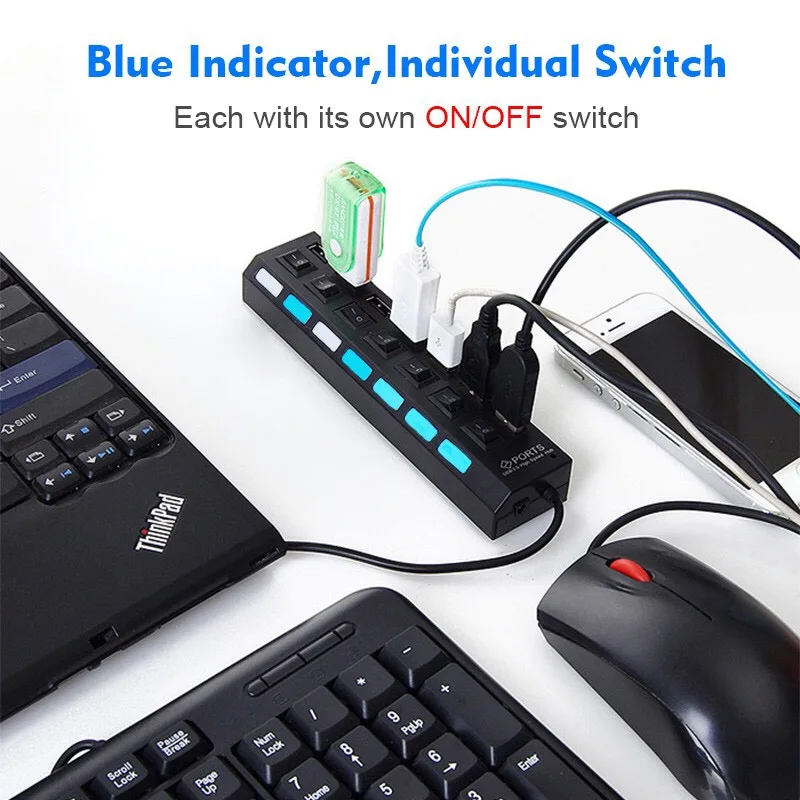 USB 2 0 концентратор usb хаб Мульти разветвитель Применение Мощность адаптер 4/7 Порты