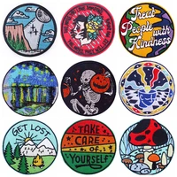 landscape embroidery patches for clothing iron on patch applique character clothe stickers skeleton badges patches accessories
