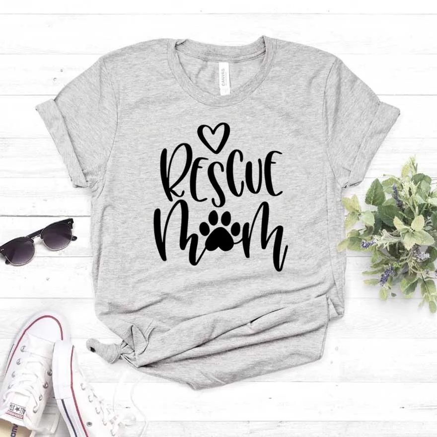 Rescue Mom dog cat paw Print Women tshirt Cotton Casual Funny t shirt For Lady Girl Top Tee Hipster Drop Ship NA-345 | Женская одежда