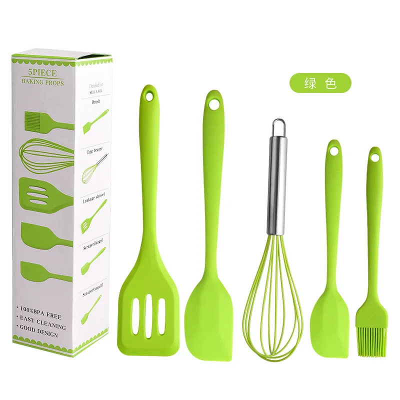 

Silicone Spatula Set High Heat Resistant Temperature 5 Pieces Food Utensils for Cooking Baking Mixing Kitchenware