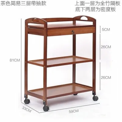 

Home kitchen dining car boutique beauty salon car hotel tea solid wood car three-tier mobile trolley