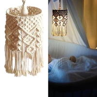 hand knitted bohemian macrame with tassel wall hanging tapestry 40cm boho lamp shade macrame wedding home decorative lampshade