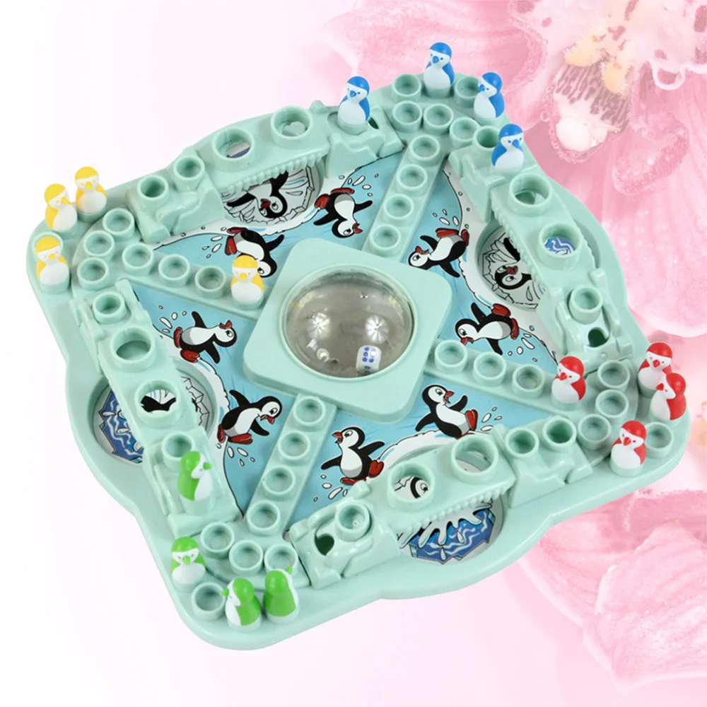 

1 Set Penguin Design Aeroplane Chess 3D Jump Checker Game Parent-Child Interaction Board Game for Kids Children