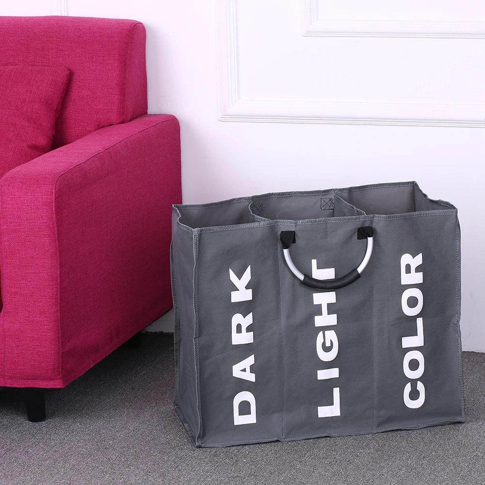 3 х секционный большой складной Оксфорд прачечная черный мешок корзина для
