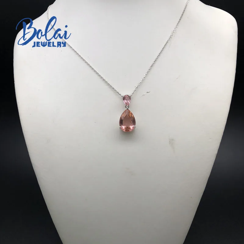 Bolaijewelry, создан Nano кулон из морганита в виде капли 925 стерлингового серебра блестящие ювелирные изделия для девочек хороший подарок на день рождения