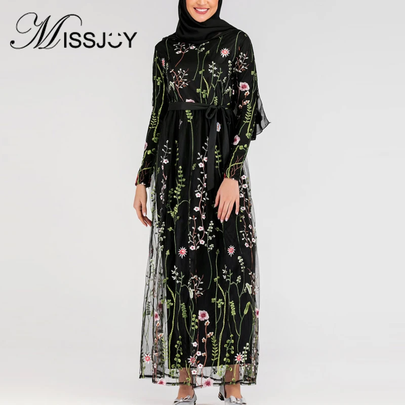 Платье MISSJOY женское с цветочной вышивкой Элегантный Модный кафтан в стиле