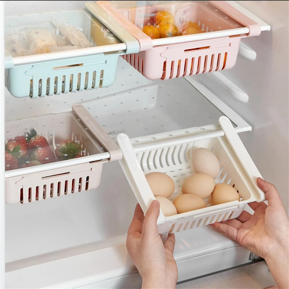 

Multifunctional kitchen freezer refrigerator storage basket rack freezer storage cabinet bracket pull-out drawer storage box