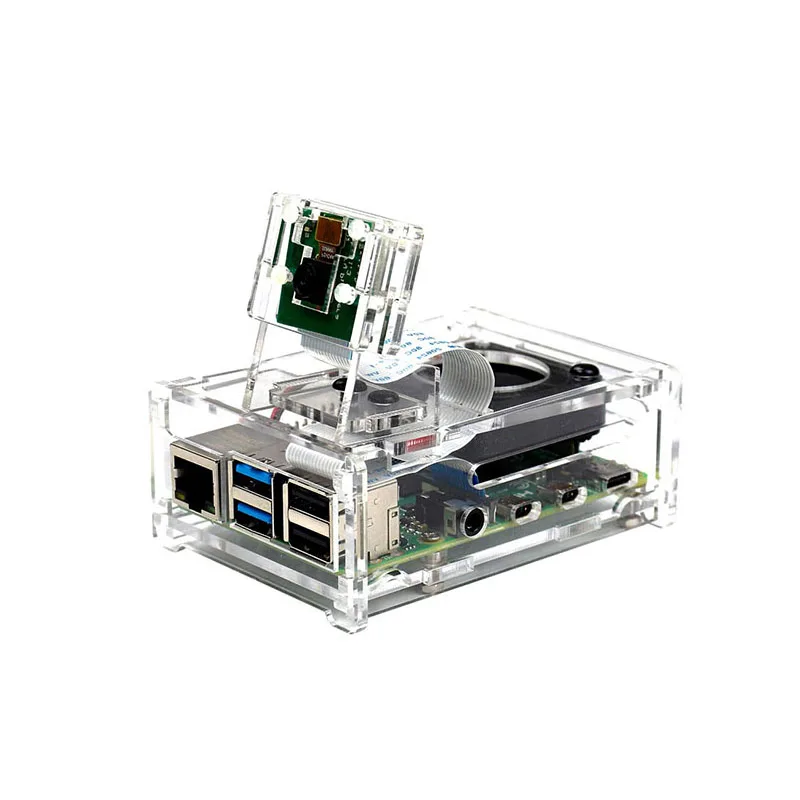 Акриловый чехол и для камеры Raspberry Pi 4B радиатор охлаждающий вентилятор адаптер