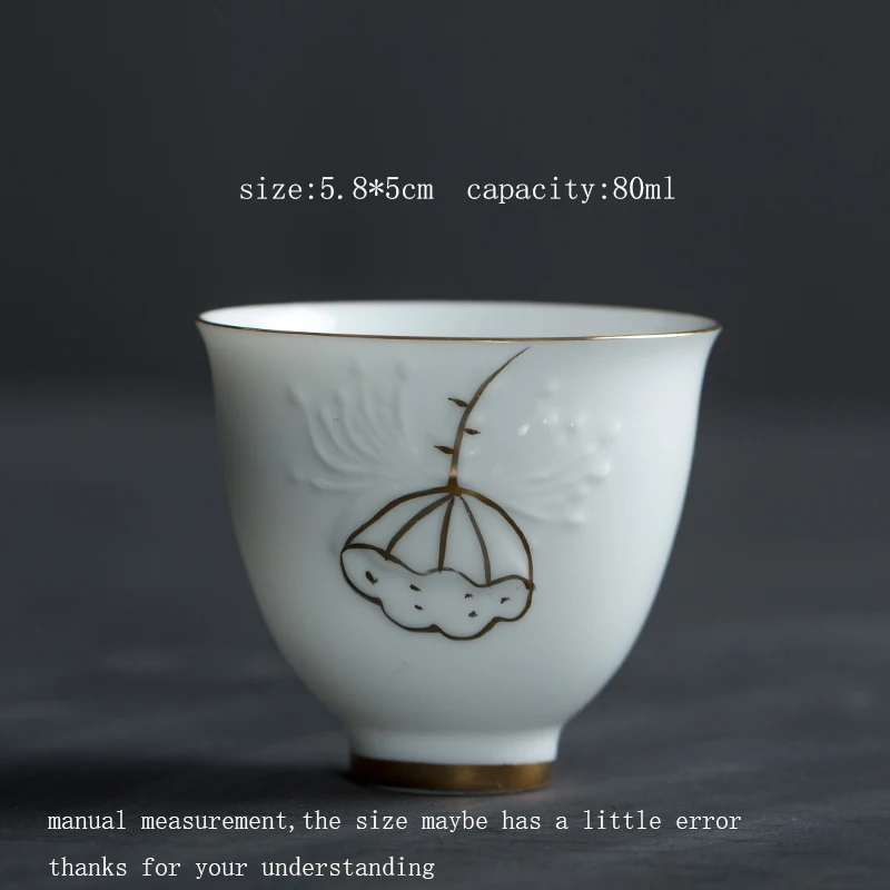 2 шт./лот 80 мл позолоченная чайная чашка керамическая фарфоровая маленькая чаша
