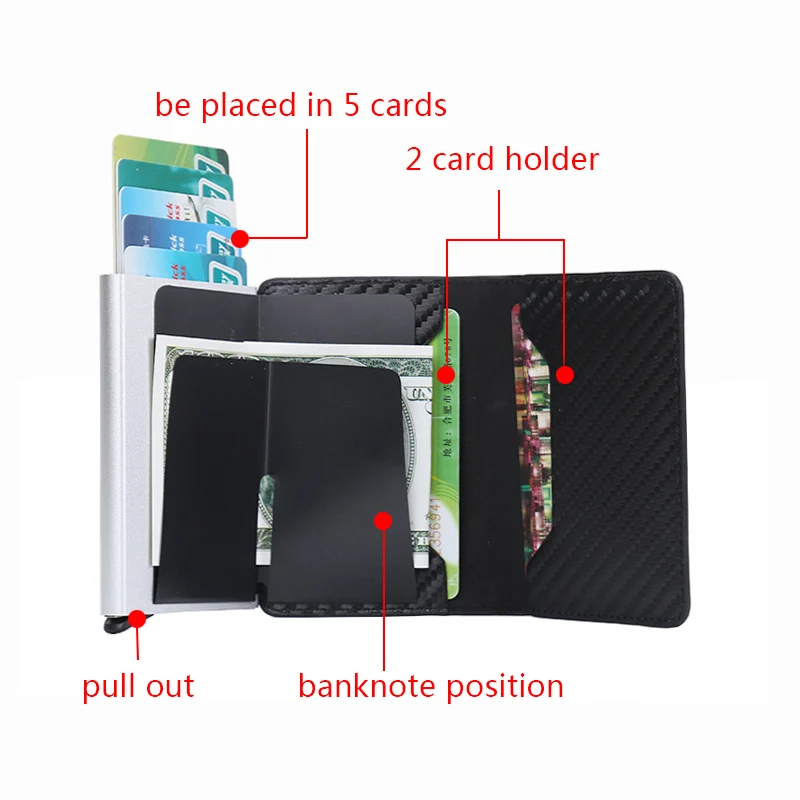 Тонкий черный кошелек с защитой от кражи Rfid держатель для карт маленькие тонкие