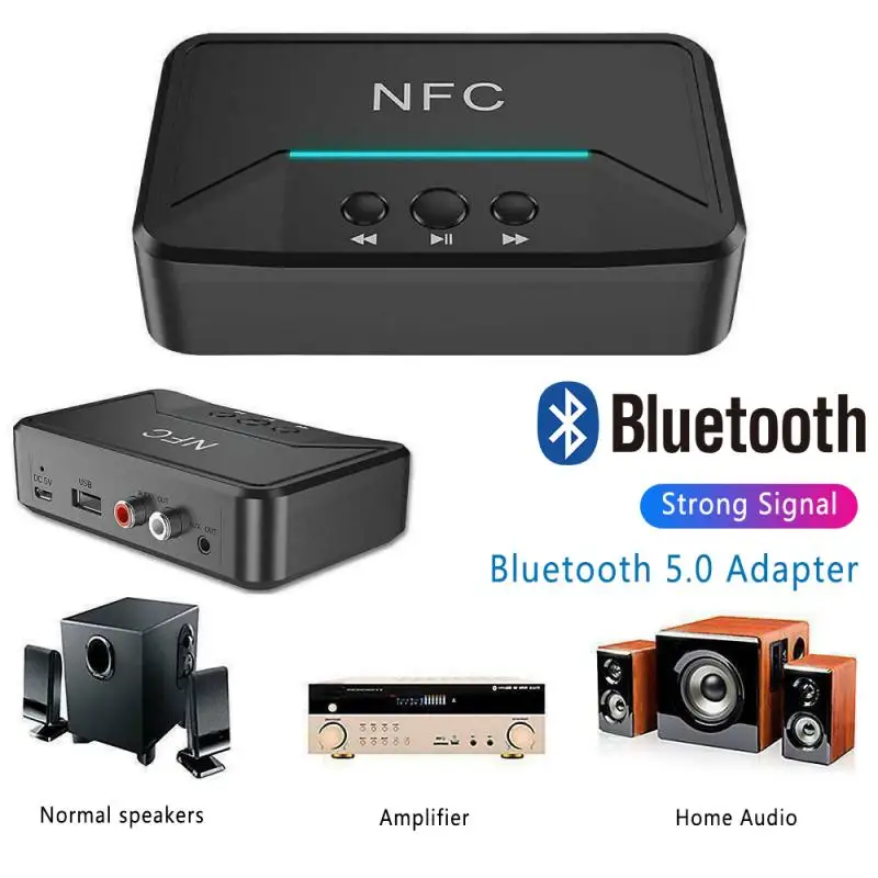 

New Bluetooth-compatible 5.0 Receiver Transmitter 3.5mm AUX Jack Two RCA Music Wireless Audio Adapter NFC Car Kit Audio Adapter