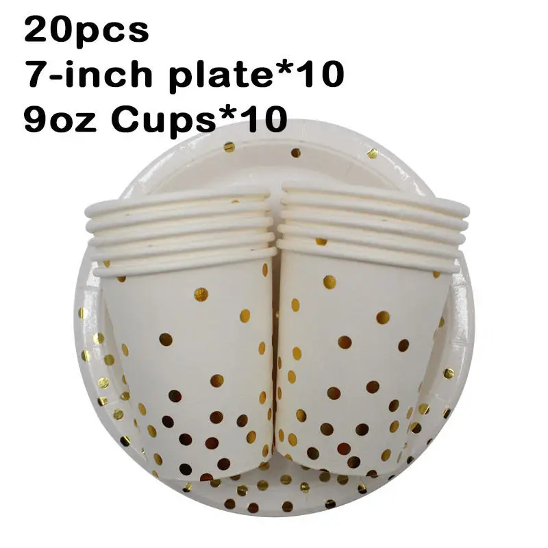 Cups-Plates 20pcs 10 шт Свадебные украшения одноразовая посуда бумажные соломинки тарелки салфетки для стаканчиков детский душ День Рождения Декор предметы для вечеринки, сувениры - Цвет: Cups-Plates 20pcs