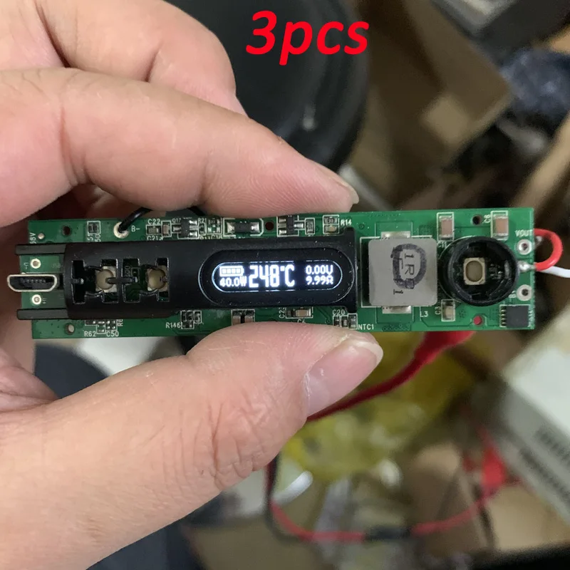 

3pcs DIY Mobile Electric Soldering Iron PCB Circuit Module Thermostatic 60W High Power Motherboard with OLED Screen Used 1S Lipo