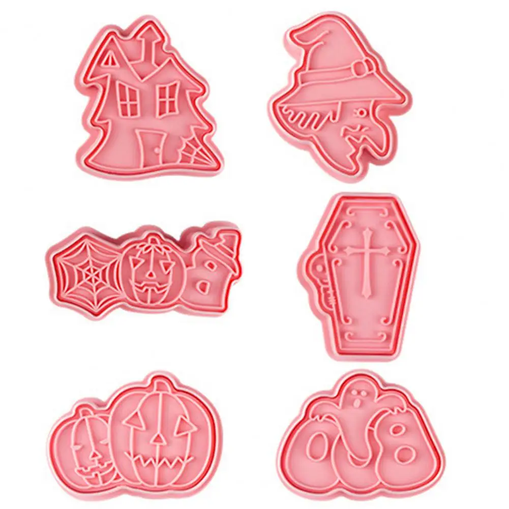 

Pink 6Pcs/Set Unique Homemade Pressing Cookie Cutters Safe Biscuit Cutter Easy to Wash for Festival