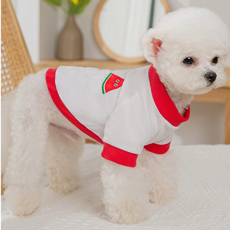 

2021 Summer New Puppy Dog Clothes Cute Fruit Print T-shirts Vest For Small Medium Dog Pet Clothing Casual Sport Hoodie Chihuahua