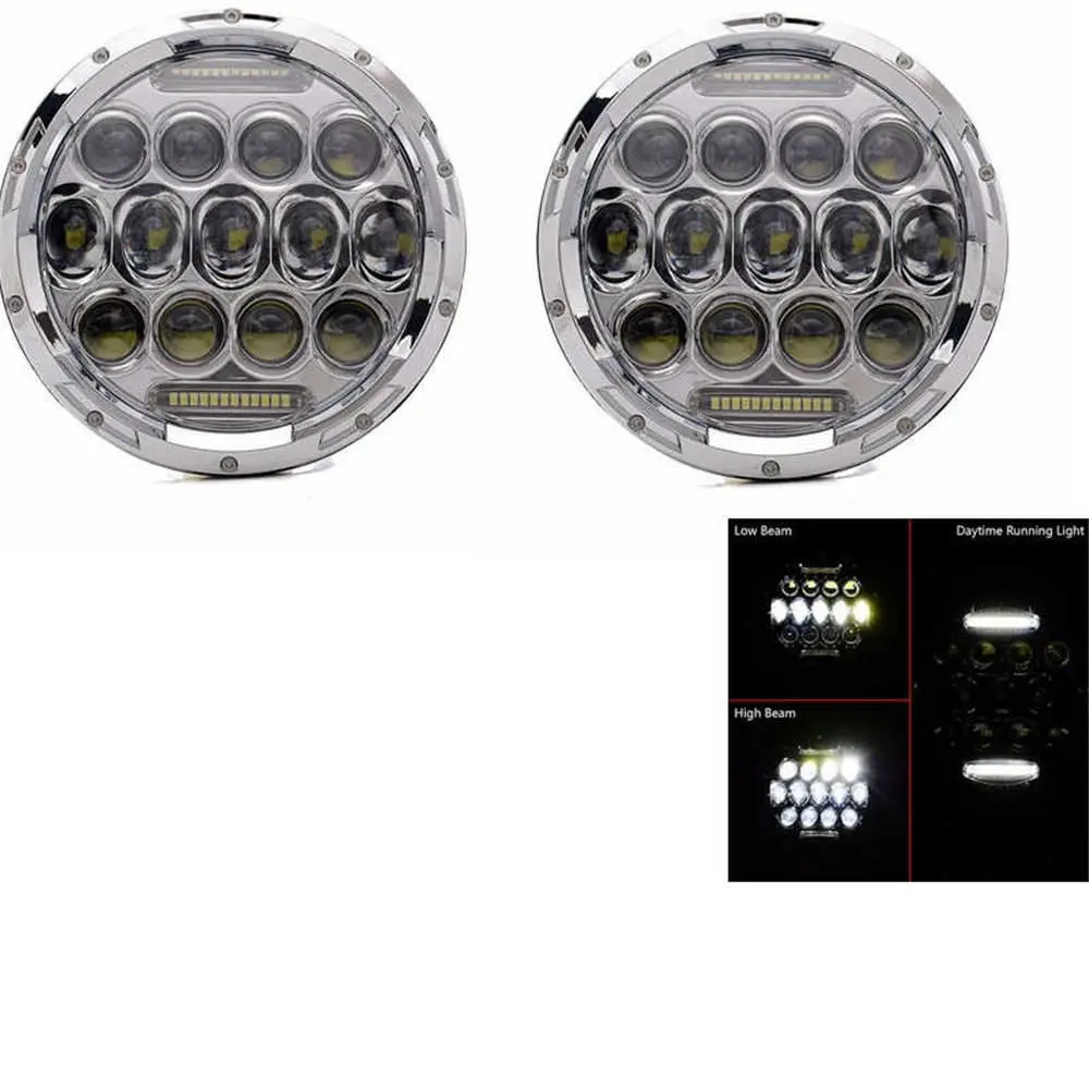 Chrome 2X7 дюймов круглый светодиодный прожектор для Jeep Wrangler JK TJ LJ lada niva 4x4 suzuki samurai Hummer H1 H2 - Цвет: Chrome